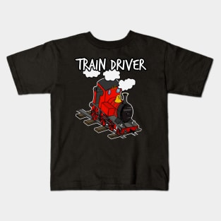 Train Driver Steam Locomotive Rail Enthusiasts (Red) Kids T-Shirt